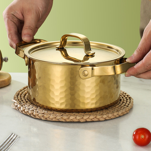 304 stainless steel hammered pattern single-person hot pot commercial induction cooker gas stove one pot per person large capacity single pot