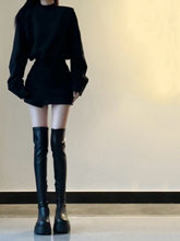小个子黑色连衣裙女装春秋气质高级感卫衣短裙今年流行漂亮套装裙