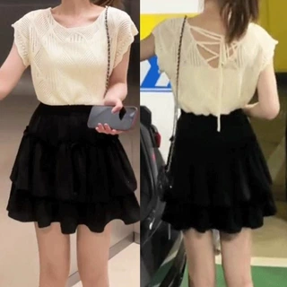 薄款露背镂空针织短袖恤女2026夏季感小衫别致短款上衣