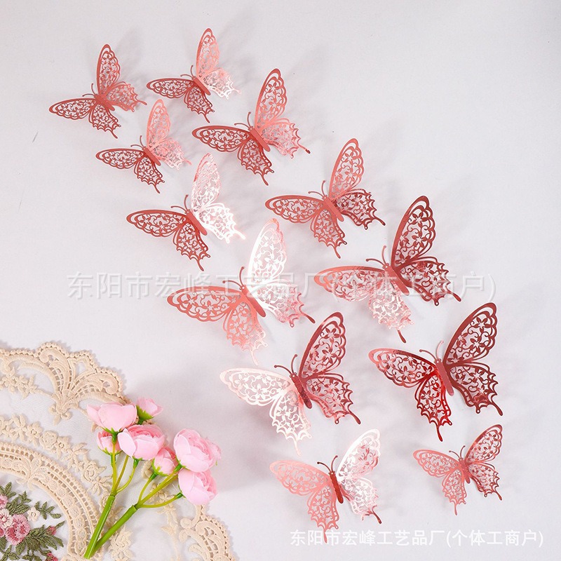 Simulación 3D estereoscópica mariposa pegatinas de pared sala de estar dormitorio decoración de fondo papel pintado decoración del hogar pegatinas creativas al por mayor