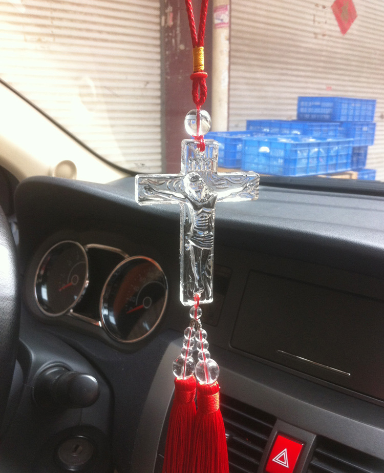 Crystal Glass Cross Car Hangers On-board Pendants Auto Accessories Hangers Wholesale