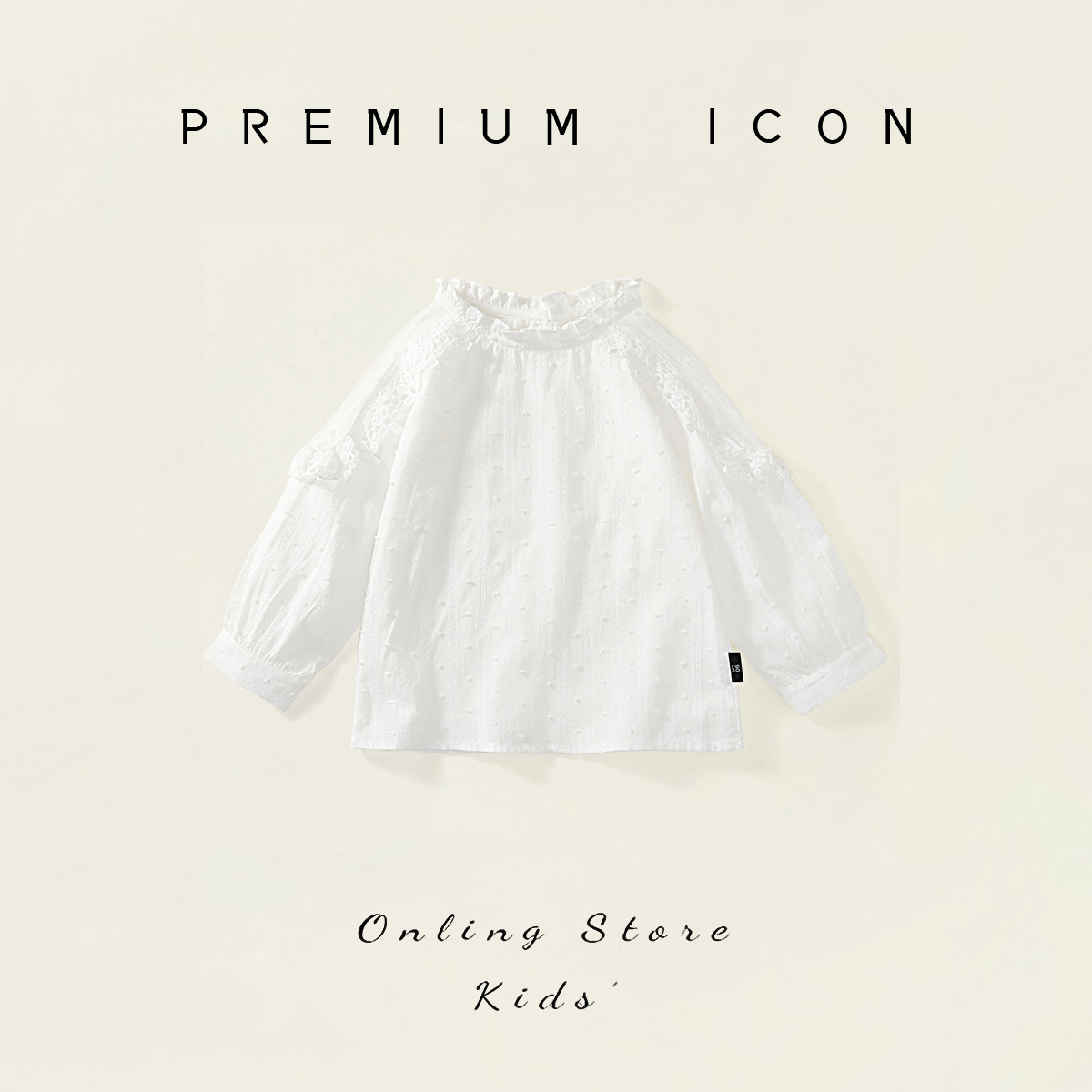 Jela Girls'Shirt Spring And Autumn Korean Style White Lace Splicing Baby Girl Long Sleeve Top