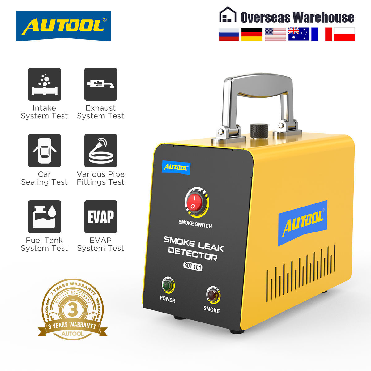 AUTOOL SDT101 Portable Evap Car Smoke Leak Detector Tester