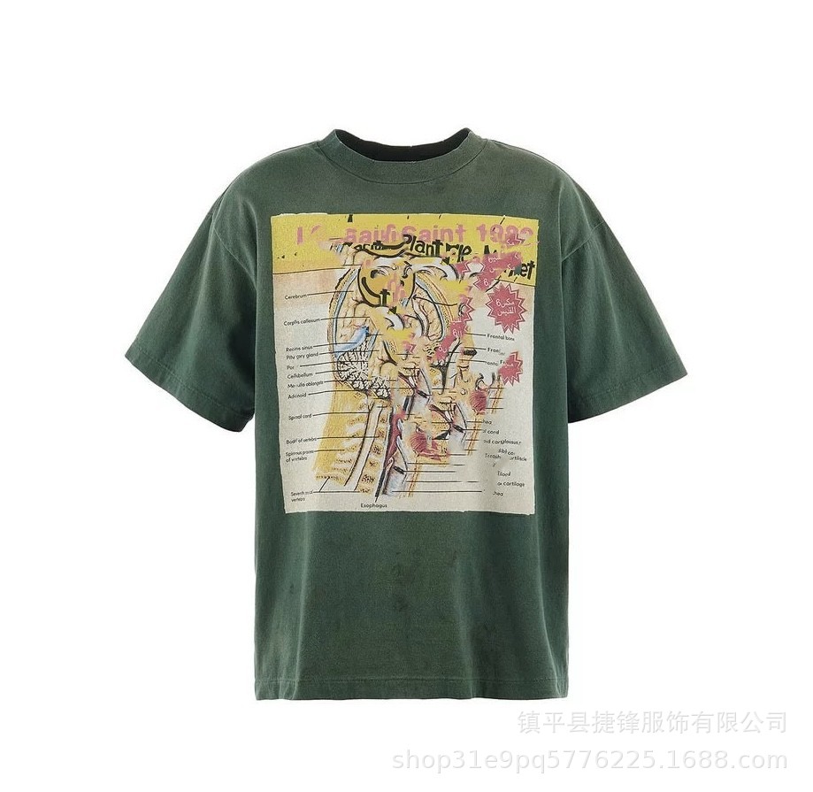 クロスボーダーの新型欧米のファッションブランドのレトロな水洗いは古い落書きをします。