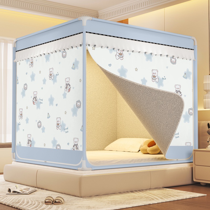 Winter Indoor Warm Mosquito Net Anti-Fall Mosquito Net Baby Prevents Falling Off the Bed Bracket Rod Thickeneded Household Blackout Curtain