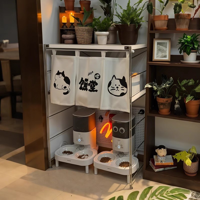 Estante de la cantina para gatos, sobre el cuenco de la caja de arena para gatos, suministros para mascotas, gabinete de bocadillos, estante de almacenamiento, estante para escalada de arroz para gatos