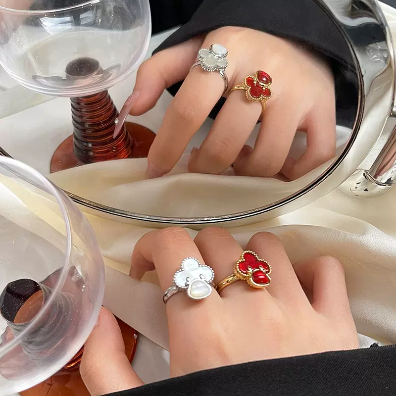 轻奢真金电镀云朵戒指女高版本不掉色气质百搭高级感玛瑙指环手饰