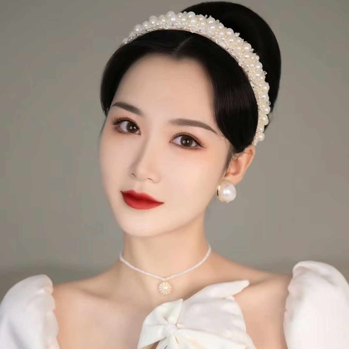 Accesorios para el cabello nupcial elegante estilo tocado accesorios para el vestido de novia simple foto del todo partido diadema de perlas cosidas a mano europeas y americanas