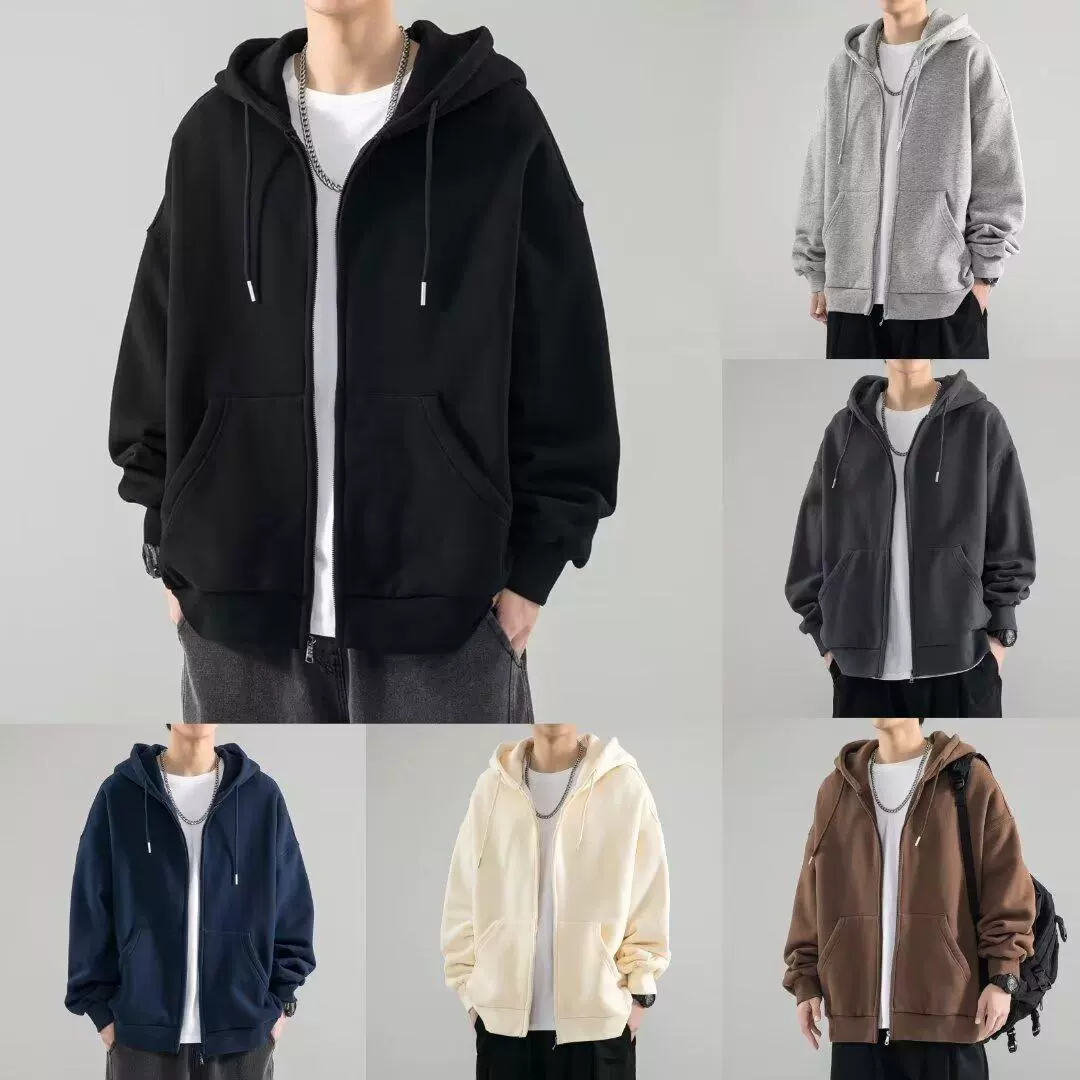 2024 новый свитер гонконгский стиль свободный простой свитер с капюшоном тонкий кардиган для мужчин и женщин