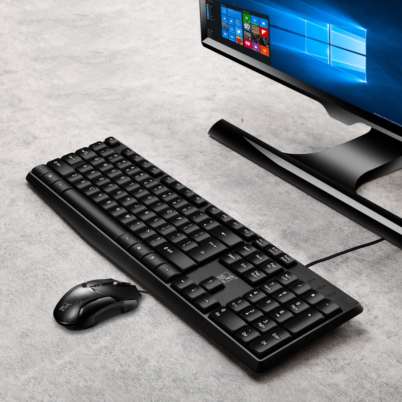 Q9B Wired USB Computer Keyboard Mouse Set Office Home Business Mouse Accessories 
