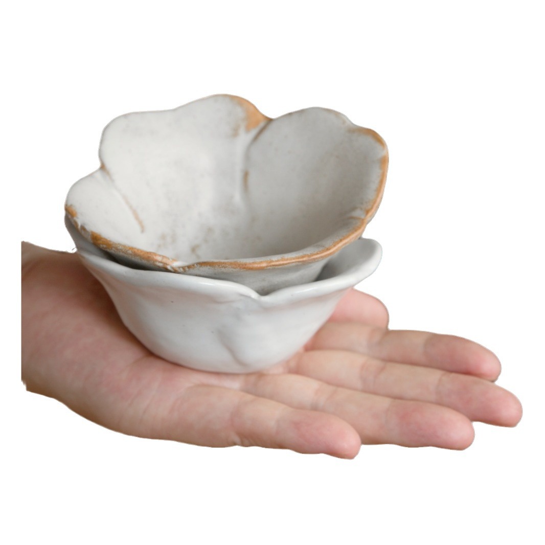 Plato de inmersión de flores estereoscópicas puras hechas a mano, plato de platos de platos de cocina de cerámica casera retro