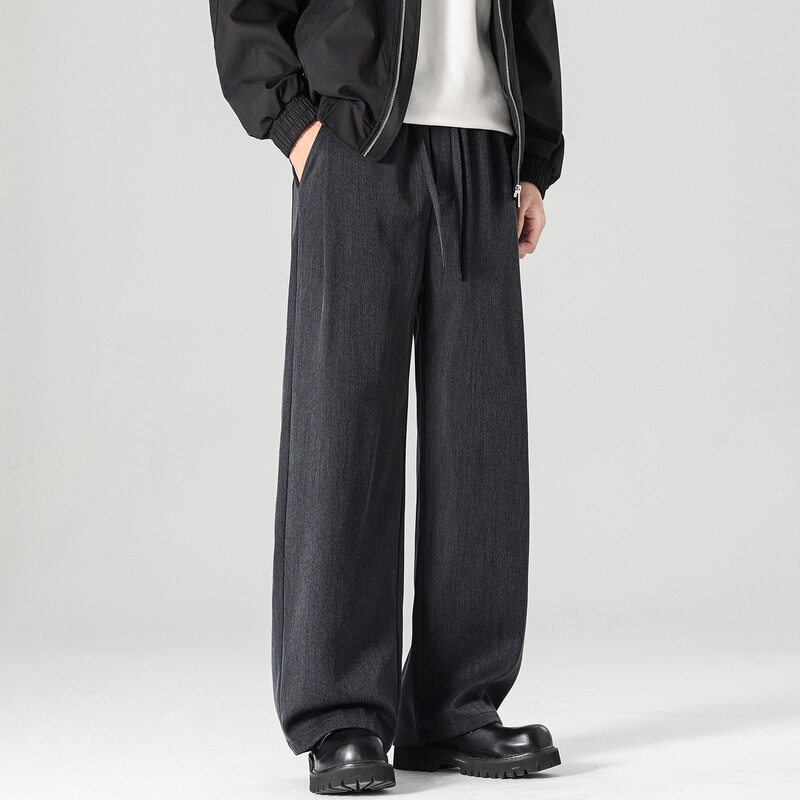 New Spring and Autumn Collection: Men's Mixed Fabric Washed Old Money Style Wide-Leg Pants, Straight-Leg Loose-Fit Trousers with Herringbone Texture, Casual Pants New Spring and Autumn Collection: Men's Mixed Fabric Washed Old Money Style Wide-Leg Pants, Straight-Leg Loose-Fit Trousers with Herringbone Texture, Casual Pants