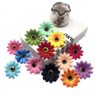 Spot simulation 6cm sunflower head 3 layer silk cloth sunflower DIY hat wreath photography headdress accessories flower head