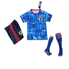 現貨批發球衣2122日本主場卡通版藍童裝足球服配原版襪子一件代發