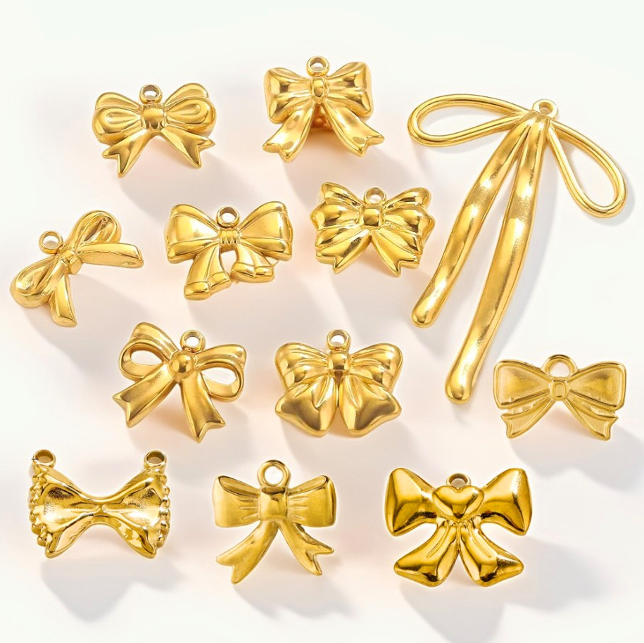 Colgante de lazo de acero inoxidable, accesorios de joyería de bricolaje, pendientes, collares, accesorios de joyería, colgantes decorativos al por mayor