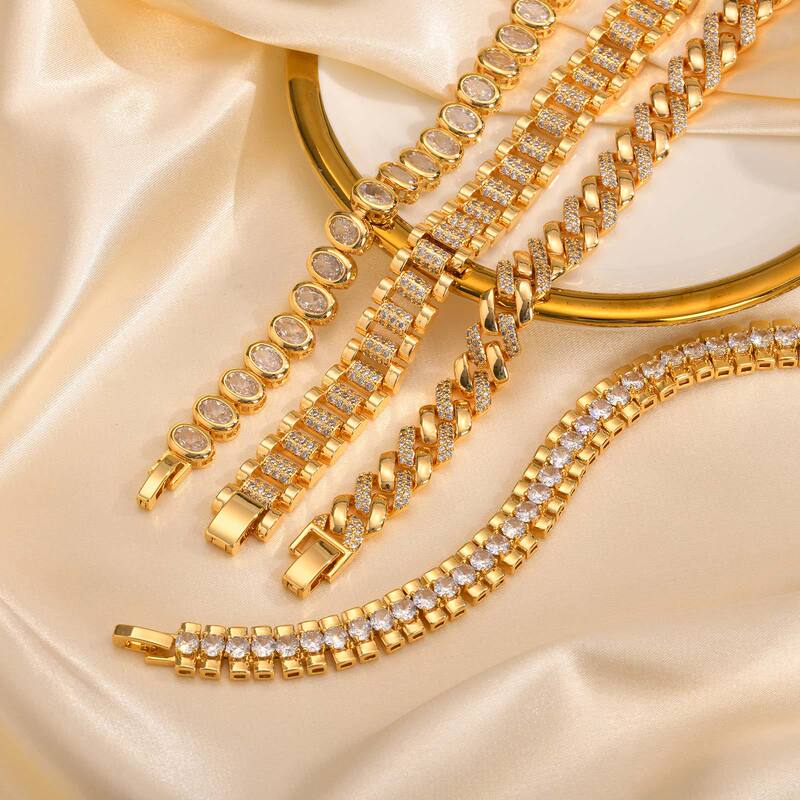 Cross Border Jewelry Copper Material Gold Bracelet Women Fashion Personality Jewelry PBR-220