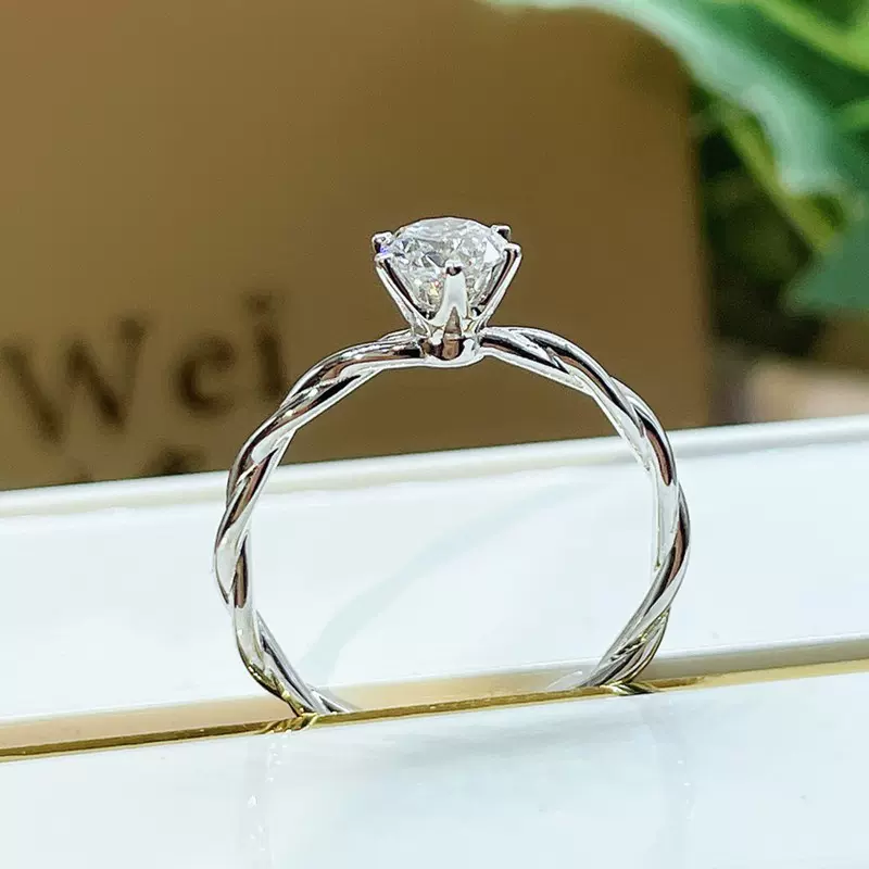CVD培育钻 实验室人工钻石戒指60分结婚钻戒 18K白金钻戒