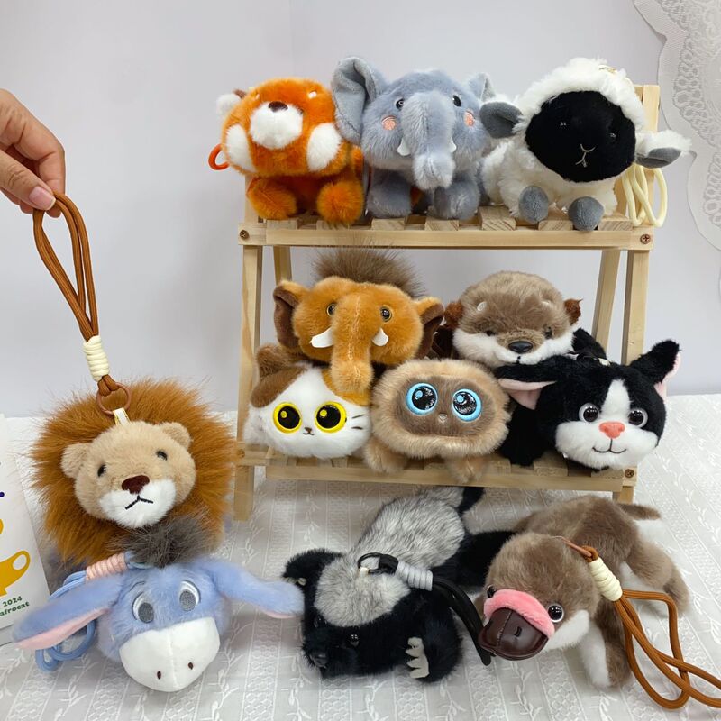 Cross-Border Calico Cat Plush Animal Doll Lion Elephant Sleeping Cuddle Plush Toy Soft Cute Bean Bag Pendant