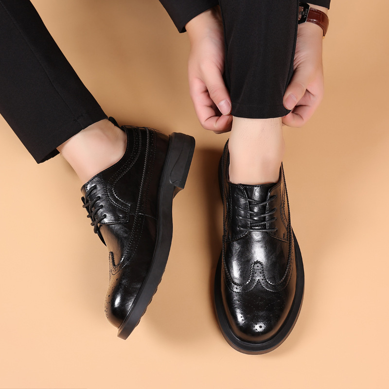Men's Business Leather Shoes Brooke Derby Shoes Lace-up Casual Daily Wear Big Toe Leather Shoes