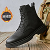 Martens, high boots with zipper English style for black leather, 2021 years, autumn, trend of season, British style