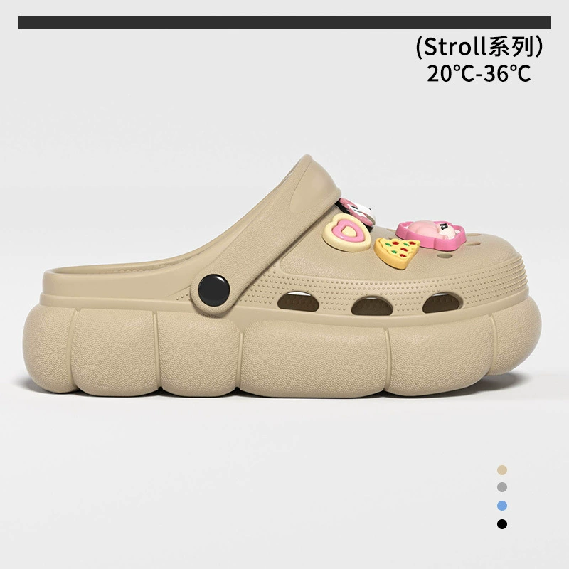 Обувь для дома / пляжа Eleven Doll Platform Slippers - новая летняя коллекция, нескользящие шлепанцы с милыми смайликами emoji и подвесками в виде пиццы