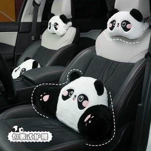 Car Headrest and Waistrest, Cartoon Cute Panda, Comfortable and Soft Car Pillow, Universal Car Neck Pillow for All Seasons