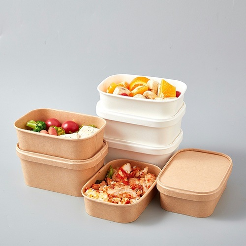 Kraft paper lunch box disposable rectangular light food paper packaging box fried chicken barbecue salad bento takeaway box