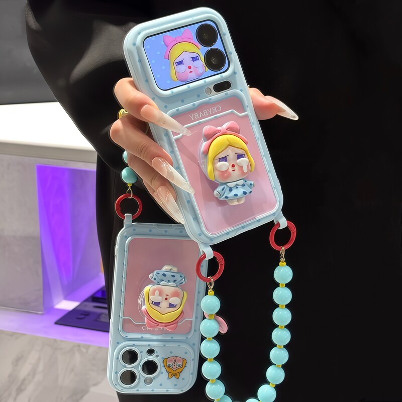 Yellow-Haired Cartoon Doll Stand Lanyard Suitable for Apple 17 Pro Max Card Holder Phone Case 16 Bracelet Xiaomi Huawei