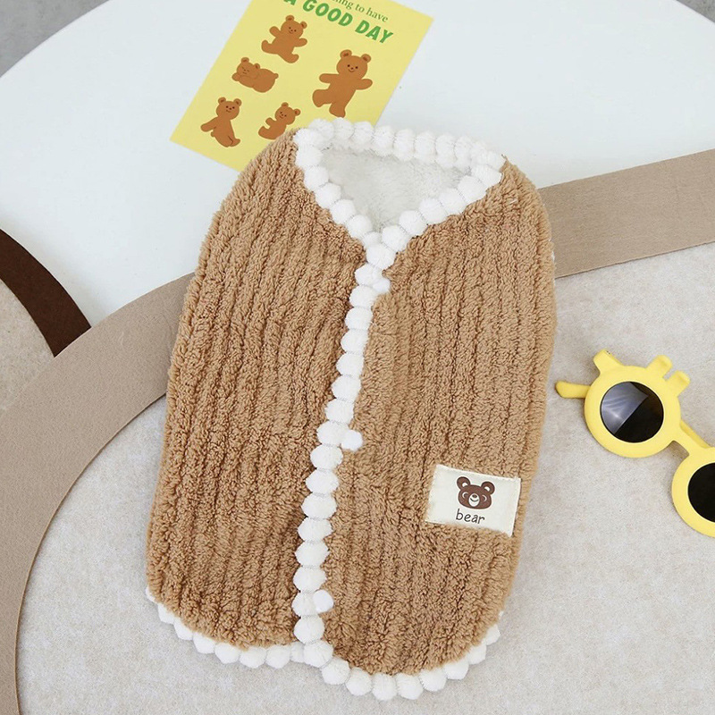 가을, 겨울 강아지 의류 테디 BICHON 고양이 의류 귀여운 플러스 벨벳 따뜻한 조끼 조끼 애완 동물 의류