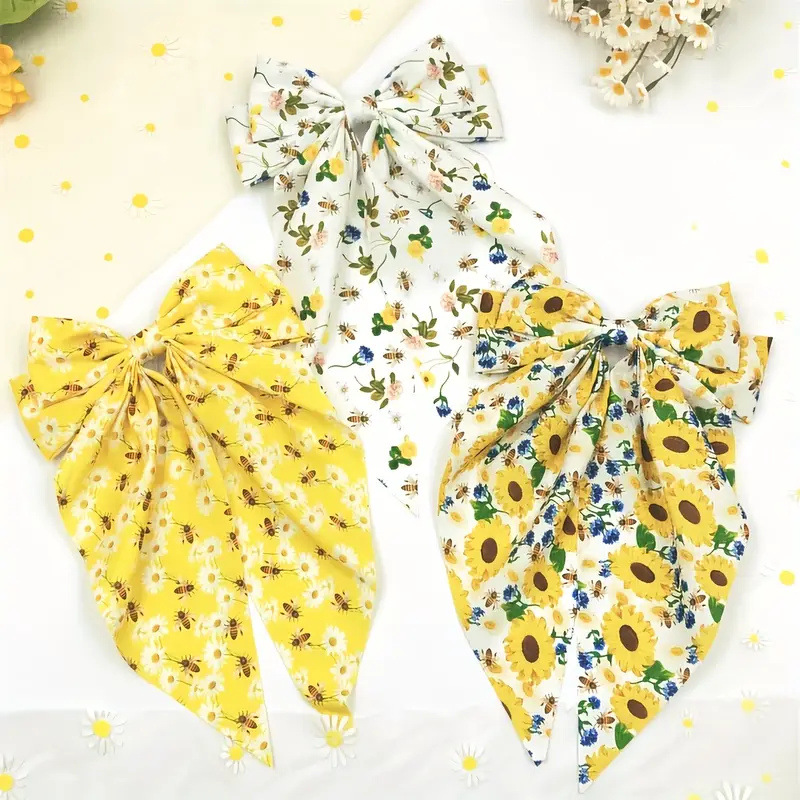 Sunflower Pattern All Seasons Season Pastoral Women's Sunflower Cloth Hair Clip