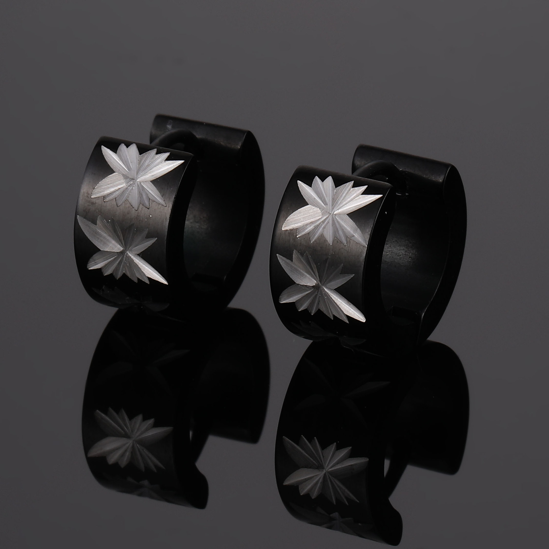 Fashion Rice Word Star Earrings Snowflake Awning Star Earrings Stainless Steel Simple Flower Ear Buckle display picture 3