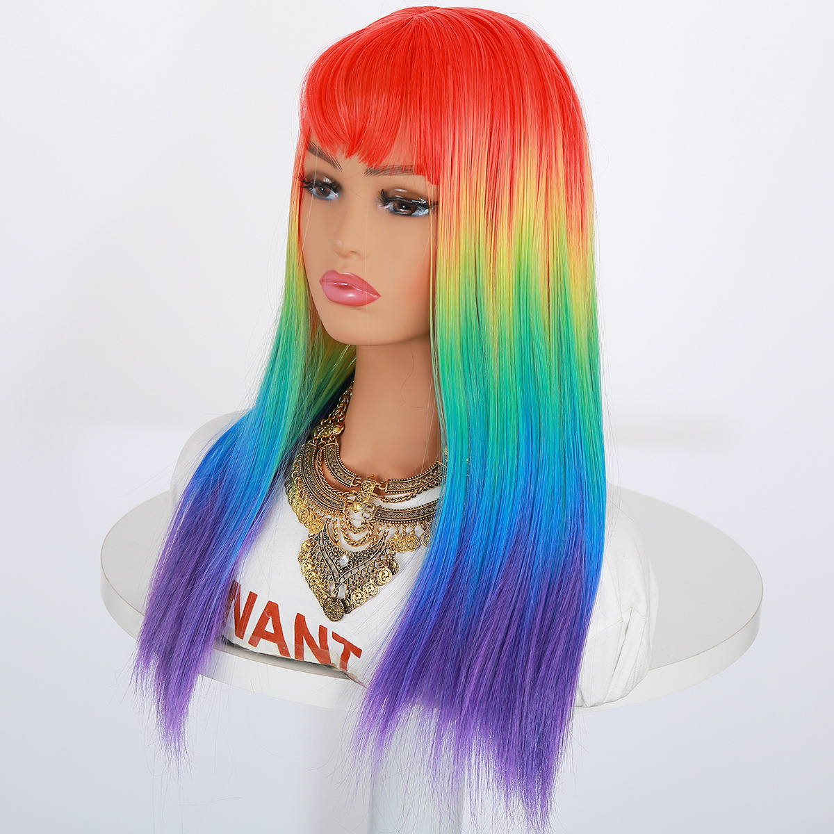 Peruka z motywem tęczy i gradientu My Little Pony w stylu codziennego noszenia z syntetycznej peruki COS Anime dla kobiet_voghion.com