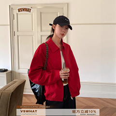 Vs what「一眼心动」翻领夹克短外套女秋季韩版短款简约百搭上衣