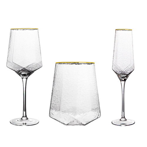 Light luxury wine glass crystal red wine glass diamond high-value glass wholesale set household thickened glass
