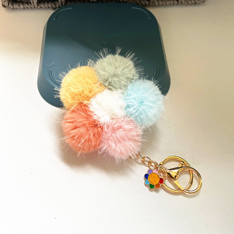 Sweet Flower Alloy Woolen Women's Keychain display picture 2