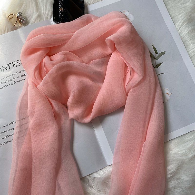 120g Weight Silk Scarf Classification Women's Basic Lady Solid Color Georgette Silk Scarf