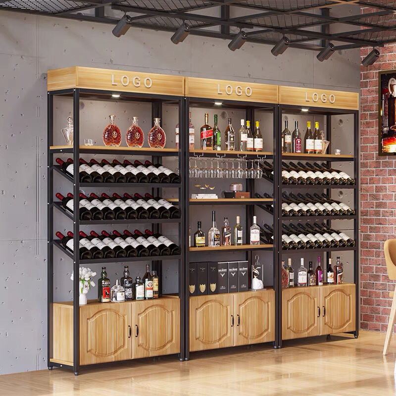 Supermarket Red Wine Cabinet Wine Iron Storage Display Cabinet White Wine Wine Rack Storage Rack Supermarket Simple Red Wine Shelf