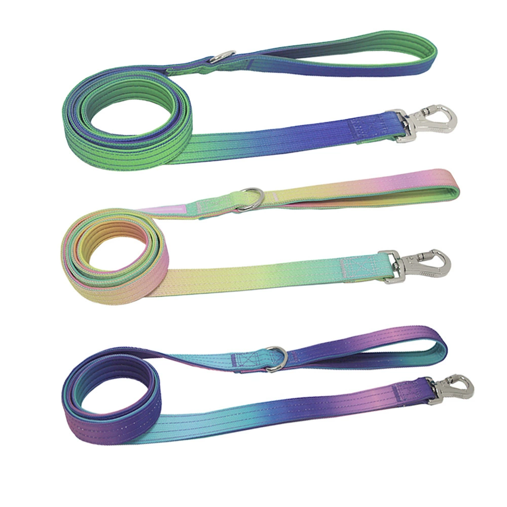 Поводок для собак из хлопковой стропы с градиентным цветом, универсальная застежка, прочный поводок для выгула собак, P-образный трос