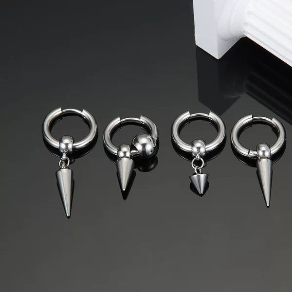Titanium Steel Earrings Hanging Size Pointed Cone Earrings for Men and Women Earrings Stainless Steel Pointed Geometric Earrings New Products Medium Cold Wind