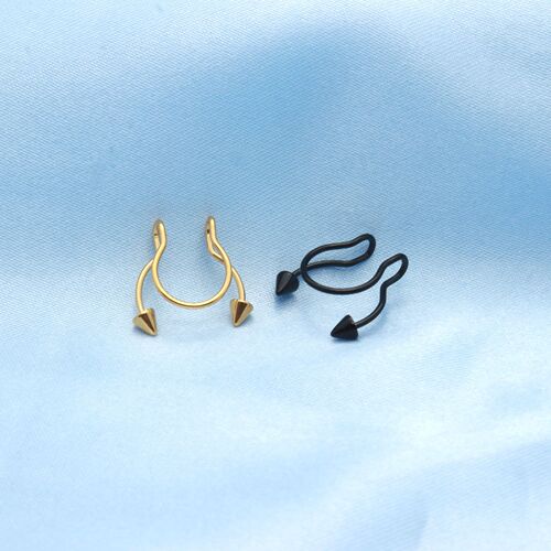Source factory new multi-color pointed cone antler nose clip stainless steel fake piercing nose clip nose jewelry jewelry wholesale