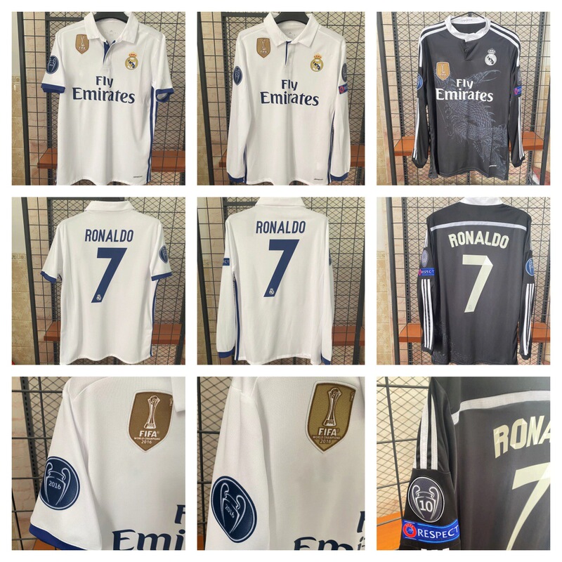 1617 Real Madrid Retro Home Jersey Long-Sleeved No. 7 Ronaldo Football Shirt 1617 Real Madrid Retro Home Jersey Long-Sleeved No. 7 Ronaldo Football Shirt