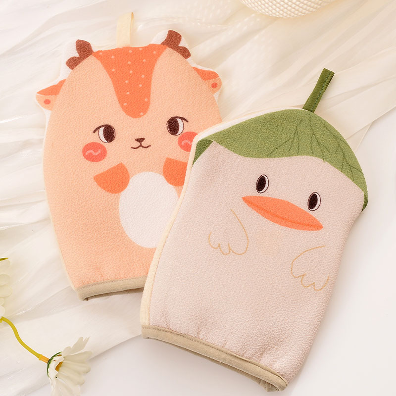 Printed thick towels with strong decontamination, back scrubbing bath gloves, home use bathroom supplies, wholesale bath towels