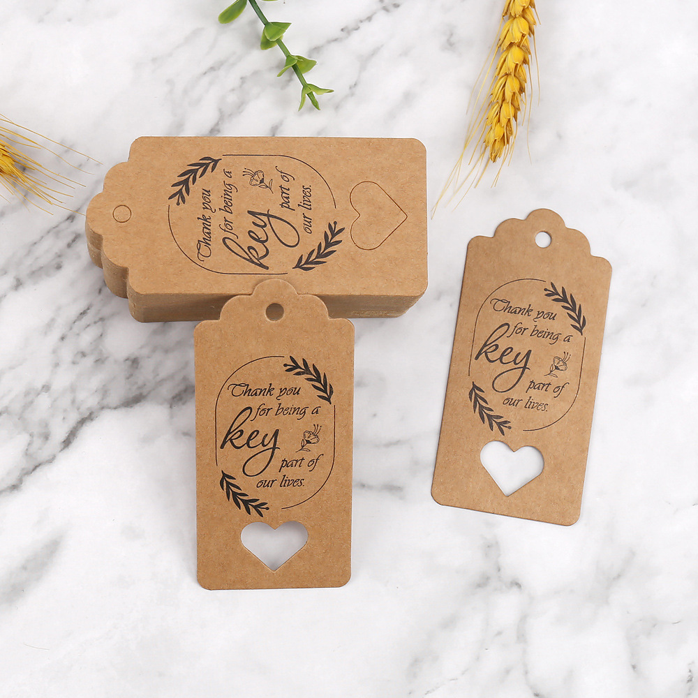 牛皮纸吊牌镂空爱心感谢卡礼品标签挂牌伴手礼包装吊卡钥匙扣卡片