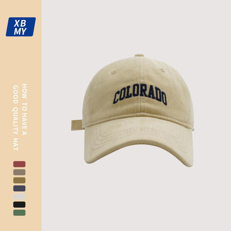 Hochwertige, matte Softtop-Baseballkappe mit aufgestickten Herrenbuchstaben in koreanischer Version, trendigem großem Kopf, kleinem Gesicht,_voghion.com