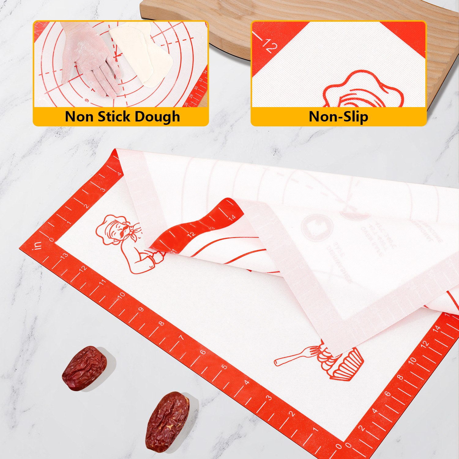 Cross-border new silicone kneading mat food-grade thick kneading mat barbecue mat household kitchen restaurant baking tools