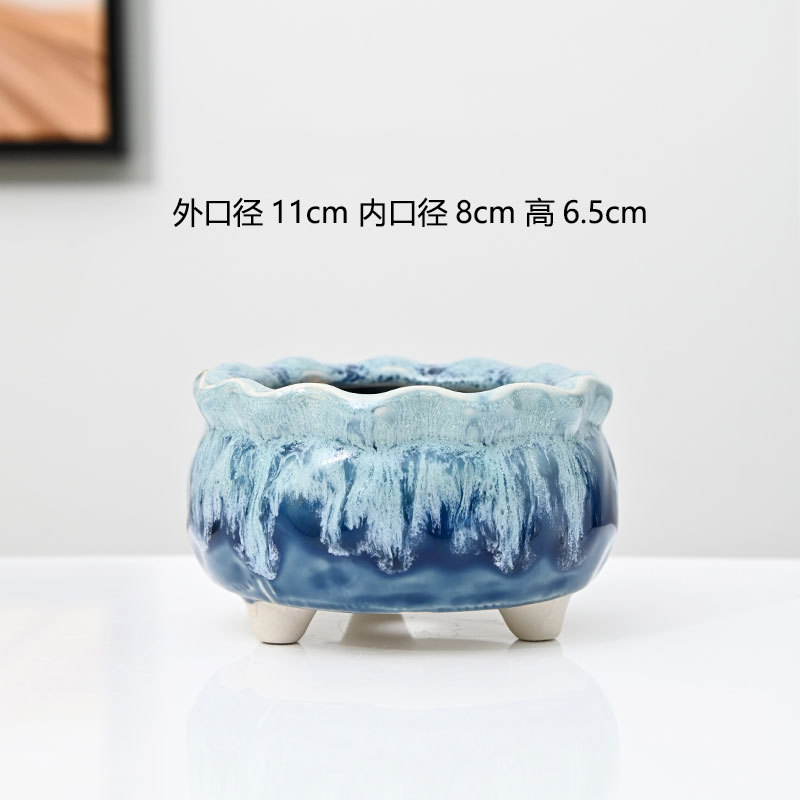 Macetas carnosas agrietadas en hielo, cerámica doméstica, arcilla transpirable, cerámica gruesa, control de raíces, pilas viejas, lavabo especial, liquidación, venta al por mayor