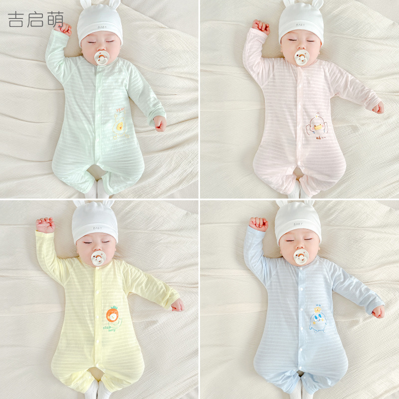 Pijamas de aire acondicionado de manga larga de algodón para bebés de verano para bebés