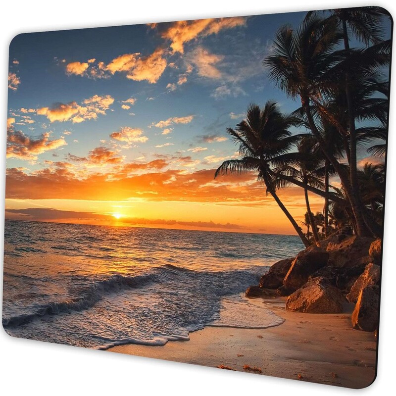 Shalysong Sunset Beach Mouse Pad Tropical Ocean Landscape Non-Slip Rubber Base Design, Personalized Shalysong Sunset Beach Mouse Pad Tropical Ocean Landscape Non-Slip Rubber Base Design, Personalized