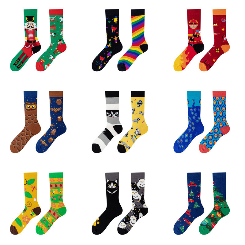 Trendy New Ab Couple Socks Combed Cotton Hand-Sewn Ab Cotton Socks Creative Cartoon Long Cotton Socks Available in Multiple Colors