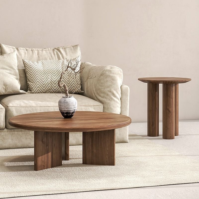 Sofá de madera sólida, sofá de madera sólida, mesa de té pequeña, sala de estar, esquina de madera retro doméstica, mesa de té, mesa redonda, mesa de té